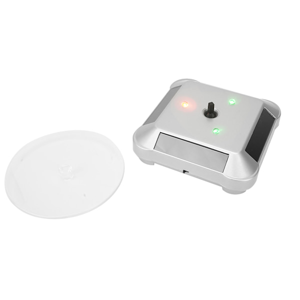 Solcellsladdad LED-driven roterande skivspelare displaystativ för smycken telefon silver med ljus