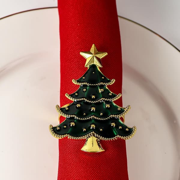 6 st Julgransservettringar Servettringar Servettringar för jul (Guld)