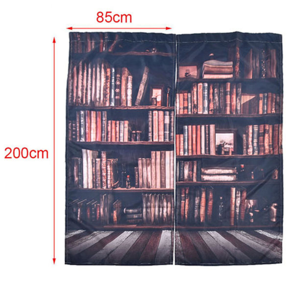 3D-kirjahyllyllä painetut olohuoneen verhot, pimennysverhot makuuhuoneeseen (170*200cm)