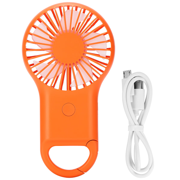 USB-laddningsbar handhållen bärbar fläkt 3 hastigheter justerbar minitrendig karbinhakefläkt orange