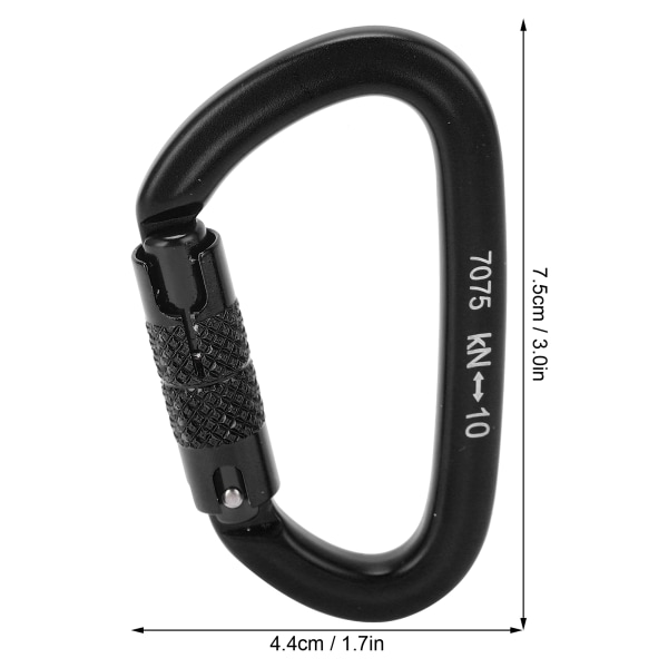 Aluminium Auto Locking Klättring Karabiner Klipp Twist Lock DRing Klippkrok för Vandring (Svart Nr 8 Auto Locking Karabiner)