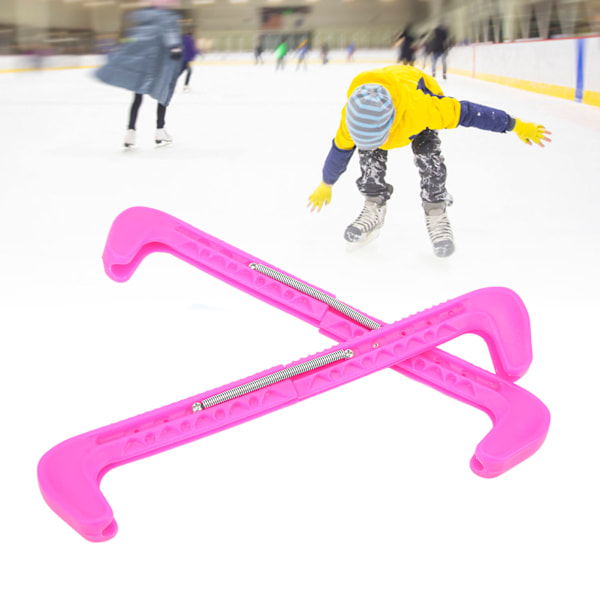 1 par ishockey skøyteblad deksler kunstløp skøyteblad beskyttere justerbar plast blad beskytter rosa