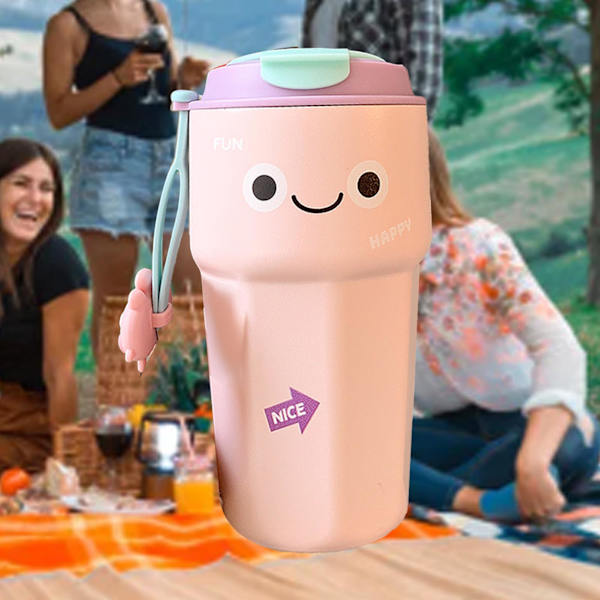 Sød isoleret flaske dobbelt isolering 450ml rustfrit stål isoleret vandflaske til varme drikke pink