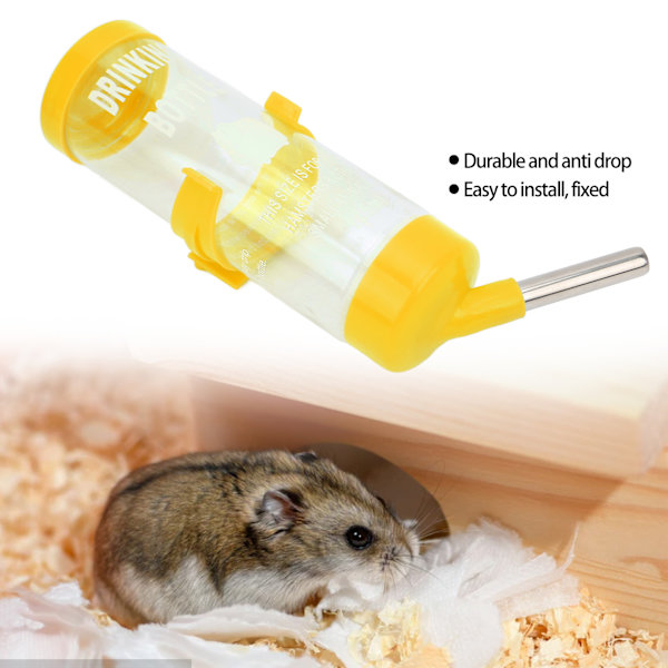 Hamster Vattenflaska Dispenser Automatisk Ingen Dropp Hamster Dricksfontän för Smådjur Gul 125ML