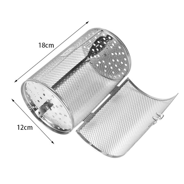 12*18cm ruostumattomasta teräksestä valmistettu leivontavuoka uunipaahto pyörivä pähkinät pavut maapähkinäkori BBQ-grilli