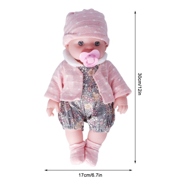 Realistiskt Reborn Baby Doll Mode 12-tums tvättbar vit flicka mjuk kroppsleksak för barn FödelsedagspresentQ12G-002C-026 Grå