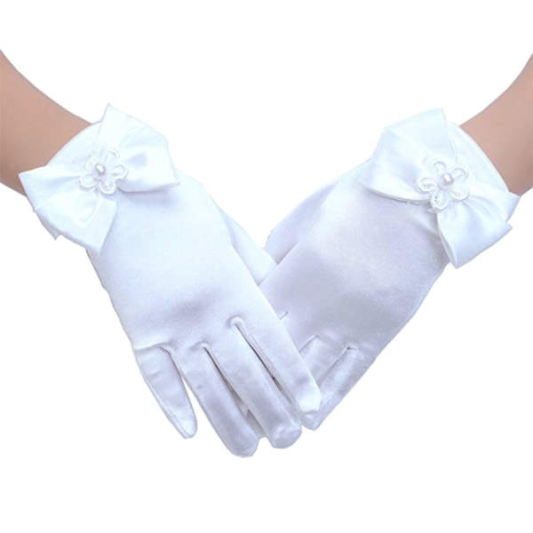 Kids Girls Gorgeous Satin Fancy Gloves for Special Occasion Dress Formal Wedding Pageant Party Short Girls Gloves