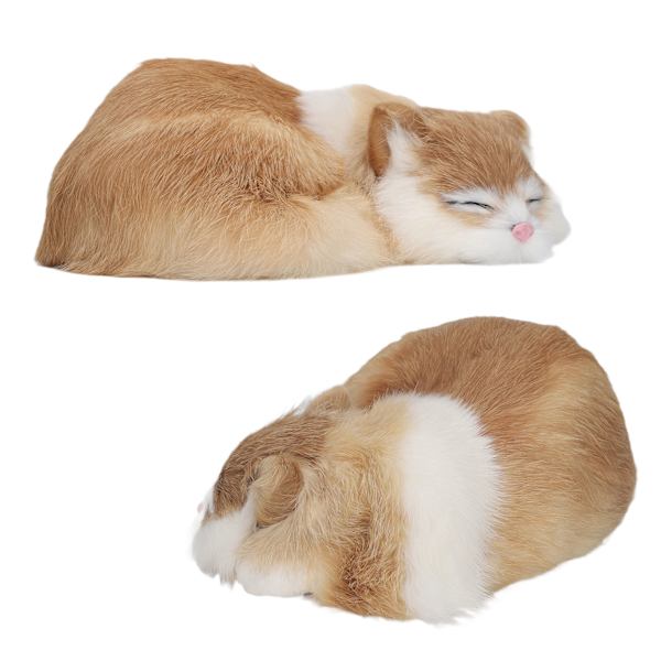 Pels sovende kat figur realistisk simulation fluffy dekorative plys sovende kat model til hjemmekontor