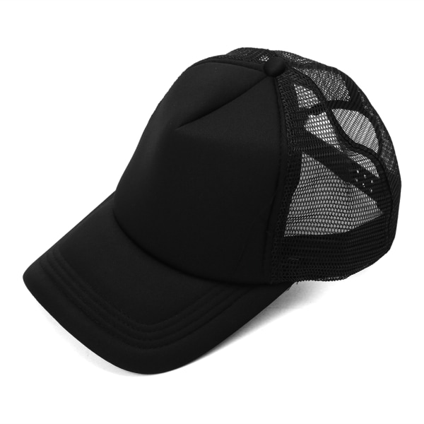 Andningsbar cap Mesh Blank böjd visirhatt Justerbar baseballhatt (svart)