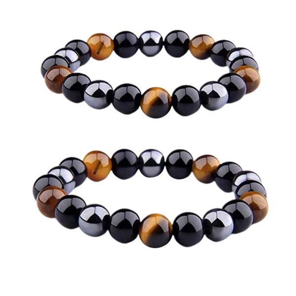 Tiger Eye Triple Armbånd Triple Power Beskyttelsesarmbånd Hematit Obsidian og Tiger S Eye Triple Beskyttelsesarmbånd