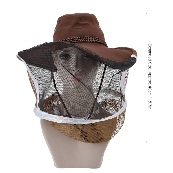 Biavler Cowboy Hat Stramning Design Åndbar Mesh Biavl Slør Hat til Biavlere Fiskere Jægere Campister