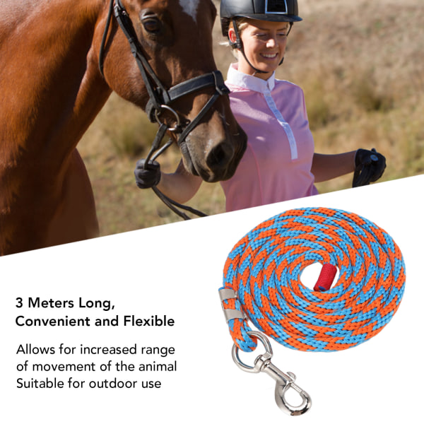 Hestetov Tykt Slidstærkt Blødt Nylon Hundesnor med Legering Krog til Husdyr Hunde 9,8ft Blå Orange