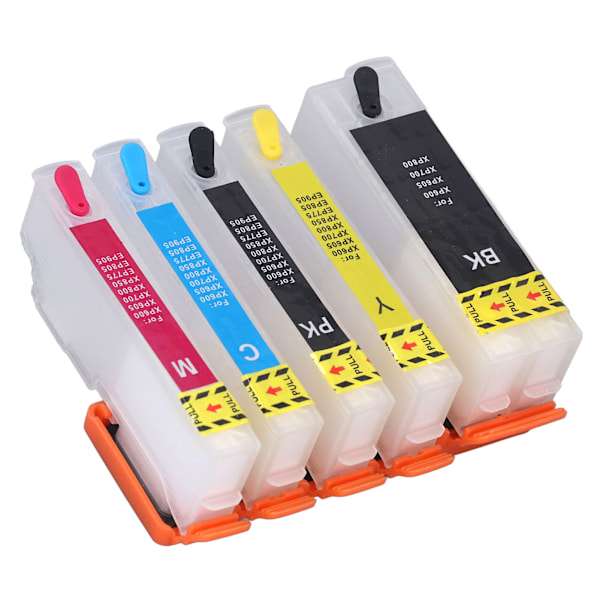 5 stk. printerpatroner med permanent chip stabil 5 farver refill patroner sæt BK PK C M Y T2621 T2631 T2632 T2633 T2634