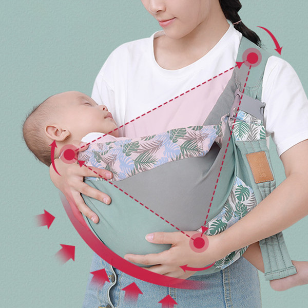 Baby Carrier Warp Bomull Hudvennlig Myk Arbeidsbesparende Baby Sling Carrier Wrap for Nyfødt Småbarn Baby Grønn