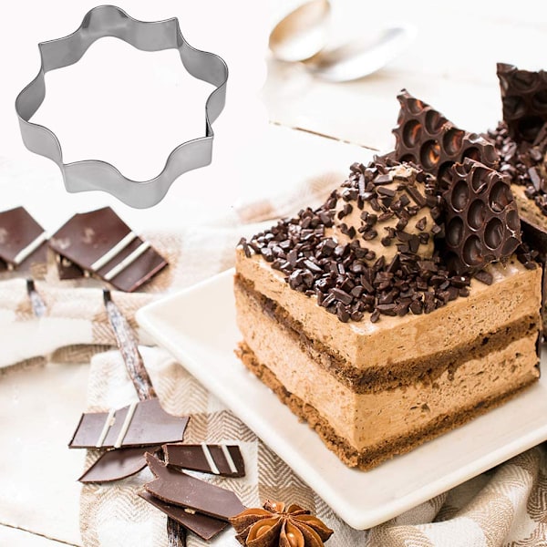 Rustfrit stål mousse cirkel firkant billede ramme cookie cutter cookie cutter ramme grænse ramme presning skimmel