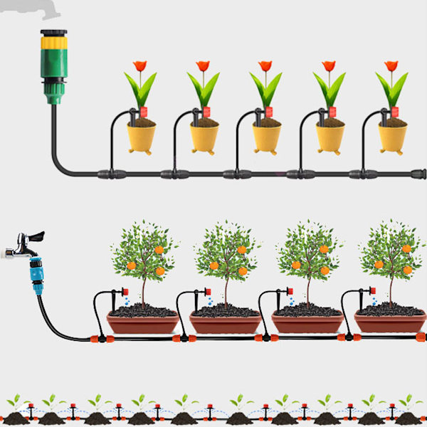 100 stk. 8 Dyser Drypbesvanding 1/4 tommer 360 Grader Justerbar Have Dryp Sprinkler Rød