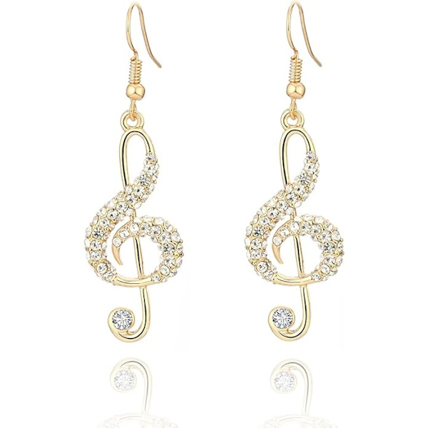 Dangle ørering til kvinder Musiknode Drop ørering Piger Guld og sølv øreringe med CZ krystal rustfrit stål krog