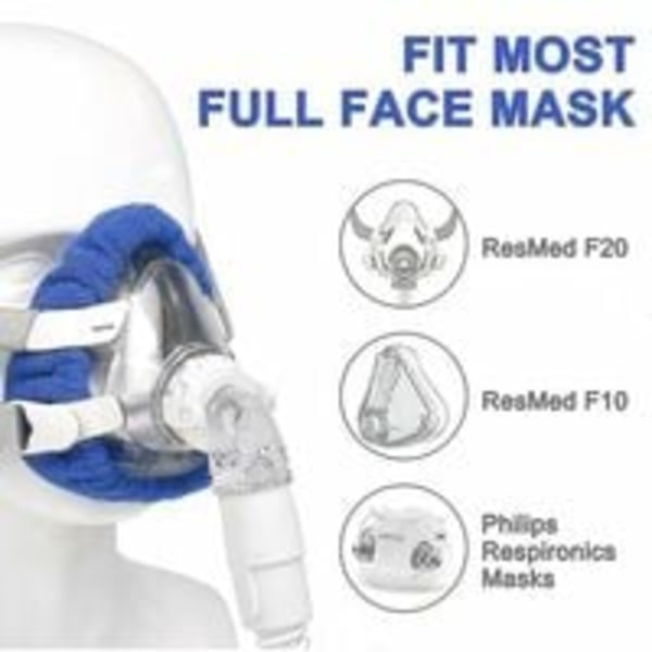 Piece Full Face Cpap-masker Foder, Återanvändbara Cpap-masker Beige, Mjuka Bomullsöverdrag, Blå