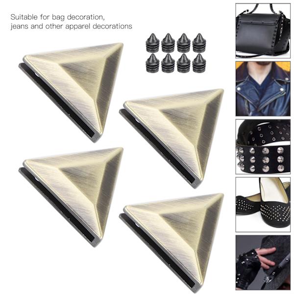 4 sæt metal trekant knapper DIY jeans bagage taske dekoration spænde tilbehørBronze  B01-51-52063