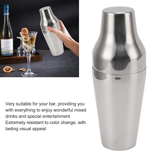 Rustfrit ståldrinkshaker fransk stil 2 sektioner Martini Mixer Drink Shaker til bar hjem camping picnic sølv