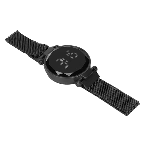 Dame LED-ur med LED-touchskærm, stort display, holdbar legering, moderigtigt design, digitalt LED-ur til piger, kvinder, voksne, sort