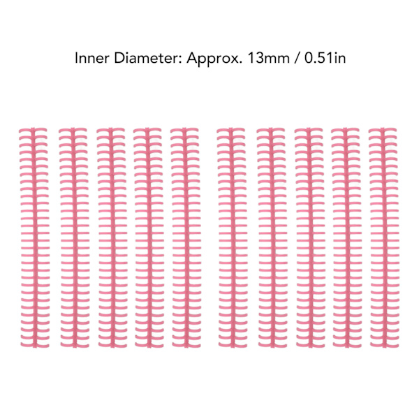 10 st bindande ryggar spiraler spolar kammar 30 hål plastlist för lösblad 1/2 tum diameter rosa