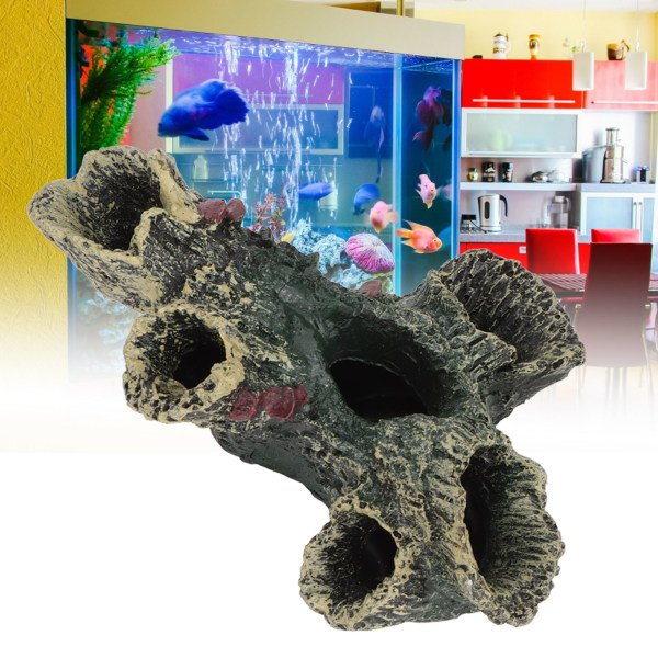 Akvarie Trestamme Treetrehus Akvarie Gjemmested Huler Dekorasjoner for Betta Skilpadder Små Firfisler Reptiler