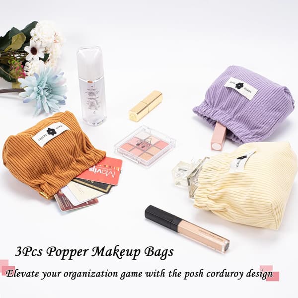 3 stk. Mini Små Makeuptasker Fløjlsbløde Elastiske Makeuppunge Håndtaske Hårelastik Organizer Læbestiftsetui Makeuptasker til Kvinder