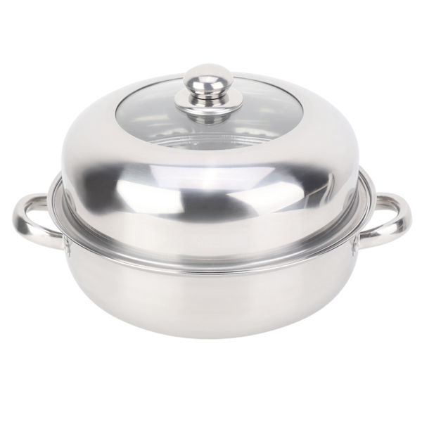 28CM Rustfrit Stål Enkelt Lag Suppelager Hotpot Mad Dampkoger Gryde Køkkengrej Husholdningsmadlavning