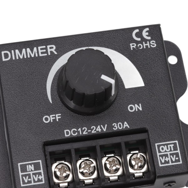 LED-dimmer, enfas enkel kanal PWM-belysning, steglös dimringskontroll för 5050 3528 enfärgade ljusremsor DC 12V‑24V 30A