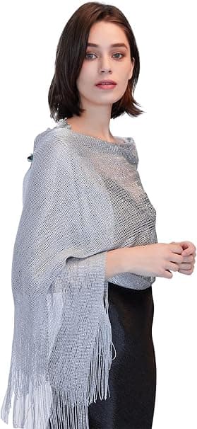 Kvinnors Aftonscarf Sjal för Bröllopsfester Brudtärna Balhalsduk Silvergrå