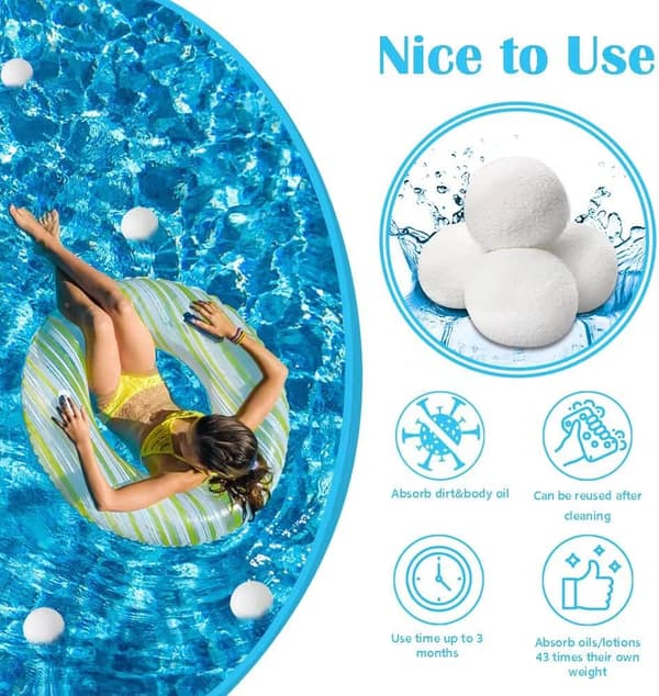 Skumfjernende kugle olieabsorberende svamp genanvendelig til swimmingpools, boblebade og spabade