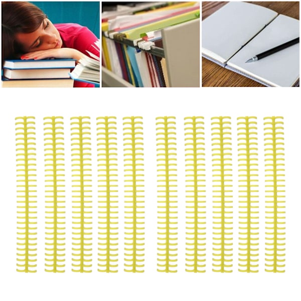 10Pcs Binding Spines Spirals Coils Combs 30 Holes Plastic Strip for Loose Leaf 1/2in Diameter Yellow