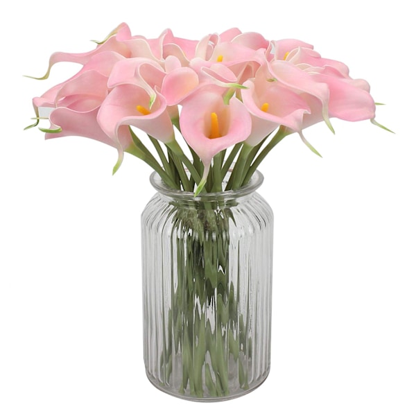 20 stk. Calla Lily Brude Brudebuket Lataex Real Touch Kunstig Blomst til Hjemmefest Dekoration (Pink)