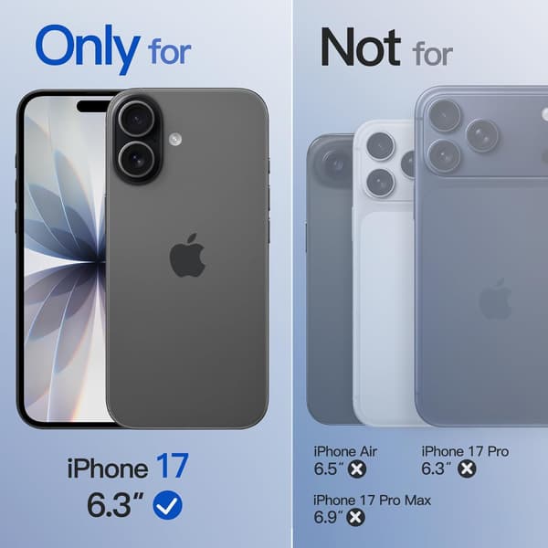 Matte etui til iPhone 17 6,3 tommer kompatibel med MagSafe kameralinse fuld beskyttelse sort