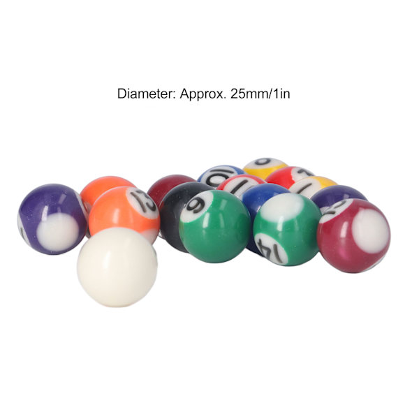 25mm Mini Biljardboll Komplett 16 Bollar Set Amerikansk Stil Harts Poolbord Bollar Tillbehör