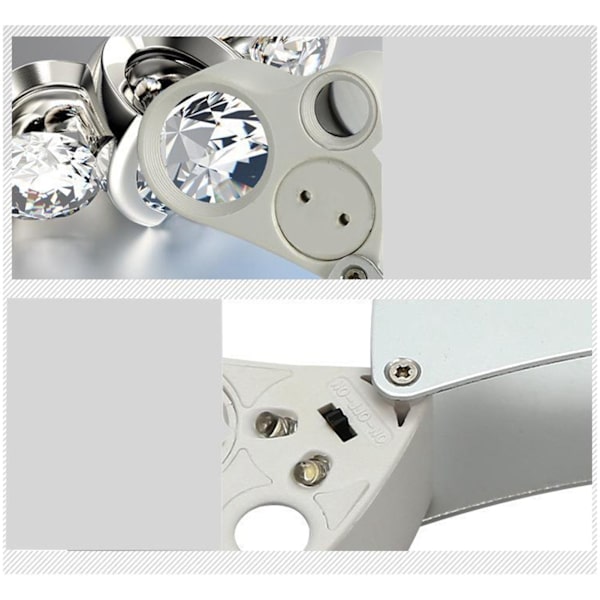 Fällbar förstoringsglas 30X 60X HD Dubbla linser LED-belysning Fällbar kompakt bärbar fickförstoringsglas Hantverk