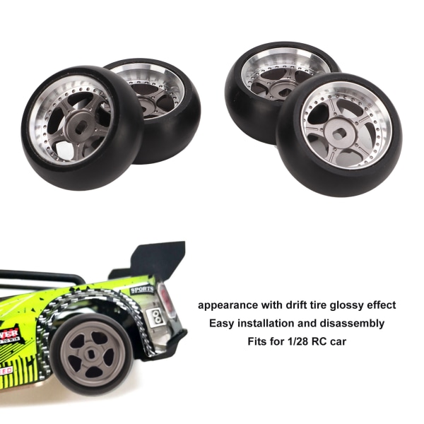 4 st RC-däck 5-uddig stjärna aluminiumlegering stark dämpning glänsande RC-driftrdäck för 1/28 för K969 för K989 för P929 Titanium