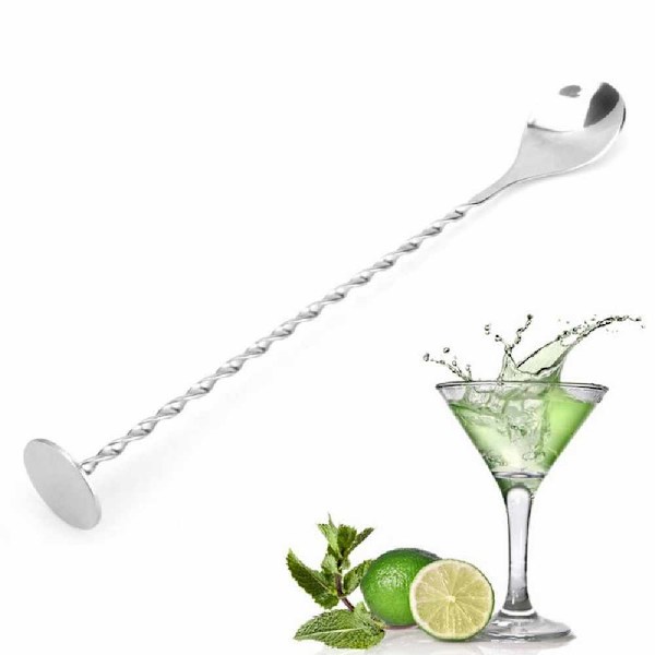 Rustfrit stål gevindstang ske swizzle stick kaffe cocktail mojito vin skeer barware bartender værktøjer