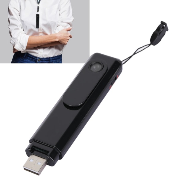 Body Camera 1080P HD Bärbar Back Clip Design Uppladdningsbar USB 64G minneskort Bärbar Pocket Cam