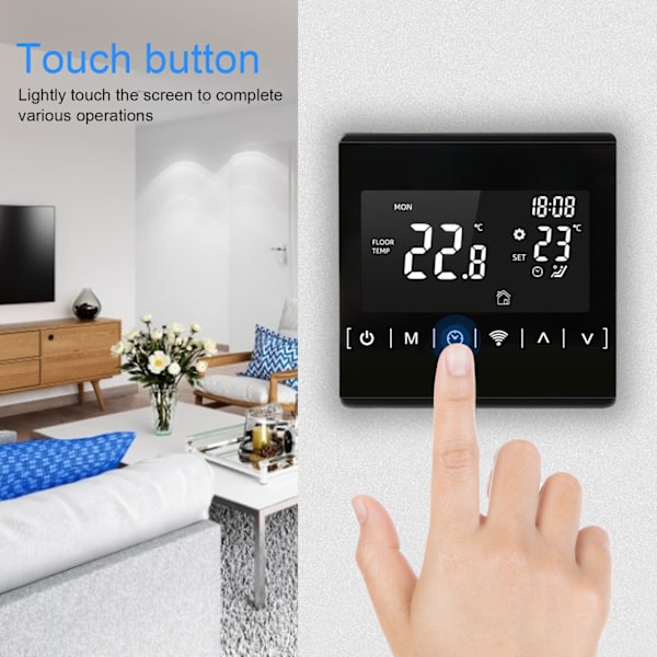 Intelligent Temperaturregulator WiFi Elektrisk Varmetermostat for Gulvvarme 85V~265V