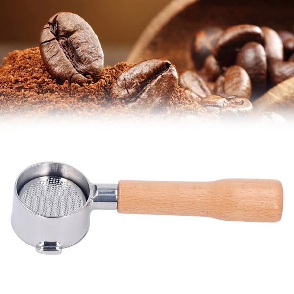 Portafilter 51mm 2 Ører Bundløs Kaffehåndtag i Rustfrit Stål til Delonghi ECO310 C1 Type Bøg