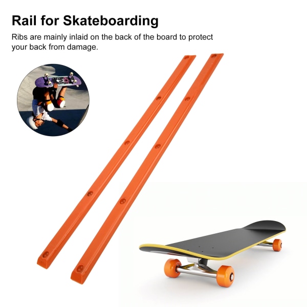 Rib Bones Rails Slidstærke Holdbare Stabile Fleksible Blanke Udseende Longboard Rails Ribs BonesOrange