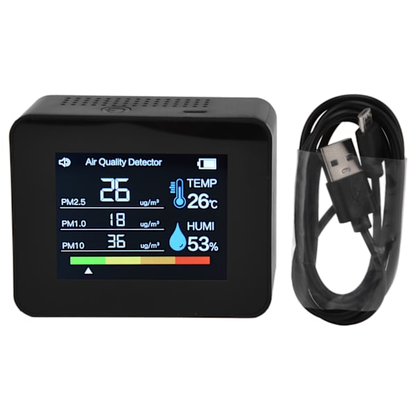 8 i 1 luftkvalitetsmonitor med tyngdekraftsensor kuldioxiddetektor CO2 HCHO TVOC PM2.5 temperaturfugtighedstester