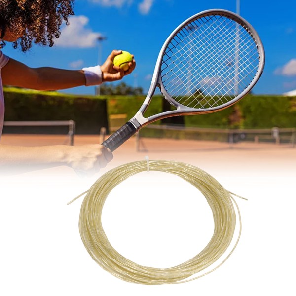 12.2m 1.30mm Tennis Rackets String Elastic Nylon Titanium Tennis Racquet Wire Replacement for Sports Beige