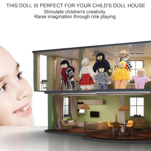 Familjdocka figurer tall miniatyr människor leksak set prydnad pedagogisk dockhus tillbehör#2