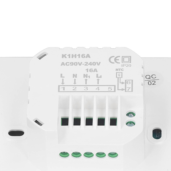 Digitaalinen termostaatti 4500W Suuritehoinen sähköinen lattialämmityksen lämpötilan säätötermostaatti toimistoon ostoskeskukseen AC 90V - 240V Valkoinen