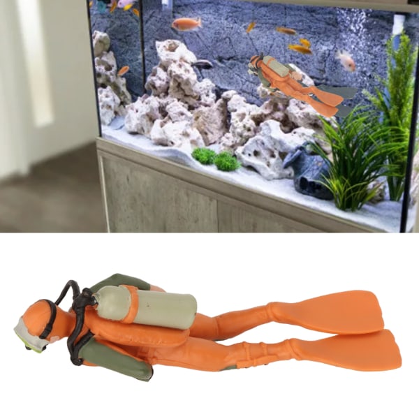 Fisketank Dykker Ornament Flytende Simulering Svømming Holdning Froskemann Akvarium Landskap Dekorasjon Oransje