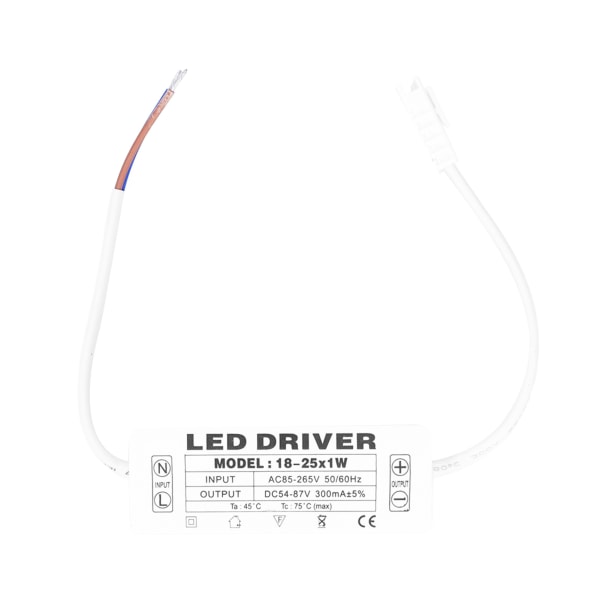 18‑25X1W LED-drivrut konstant ström 300mA ingång AC85‑265V utgång 54‑87VDC LED-drivrutstransformator