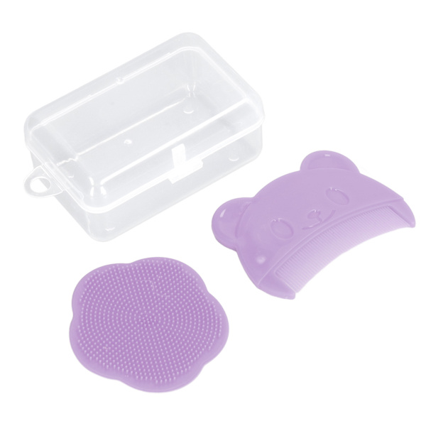 2-pack mjuk babyborste i silikon för sensorisk badupplevelse - bekvämt badverktyg för nyfödda, lila